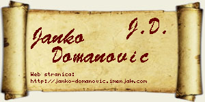 Janko Domanović vizit kartica
